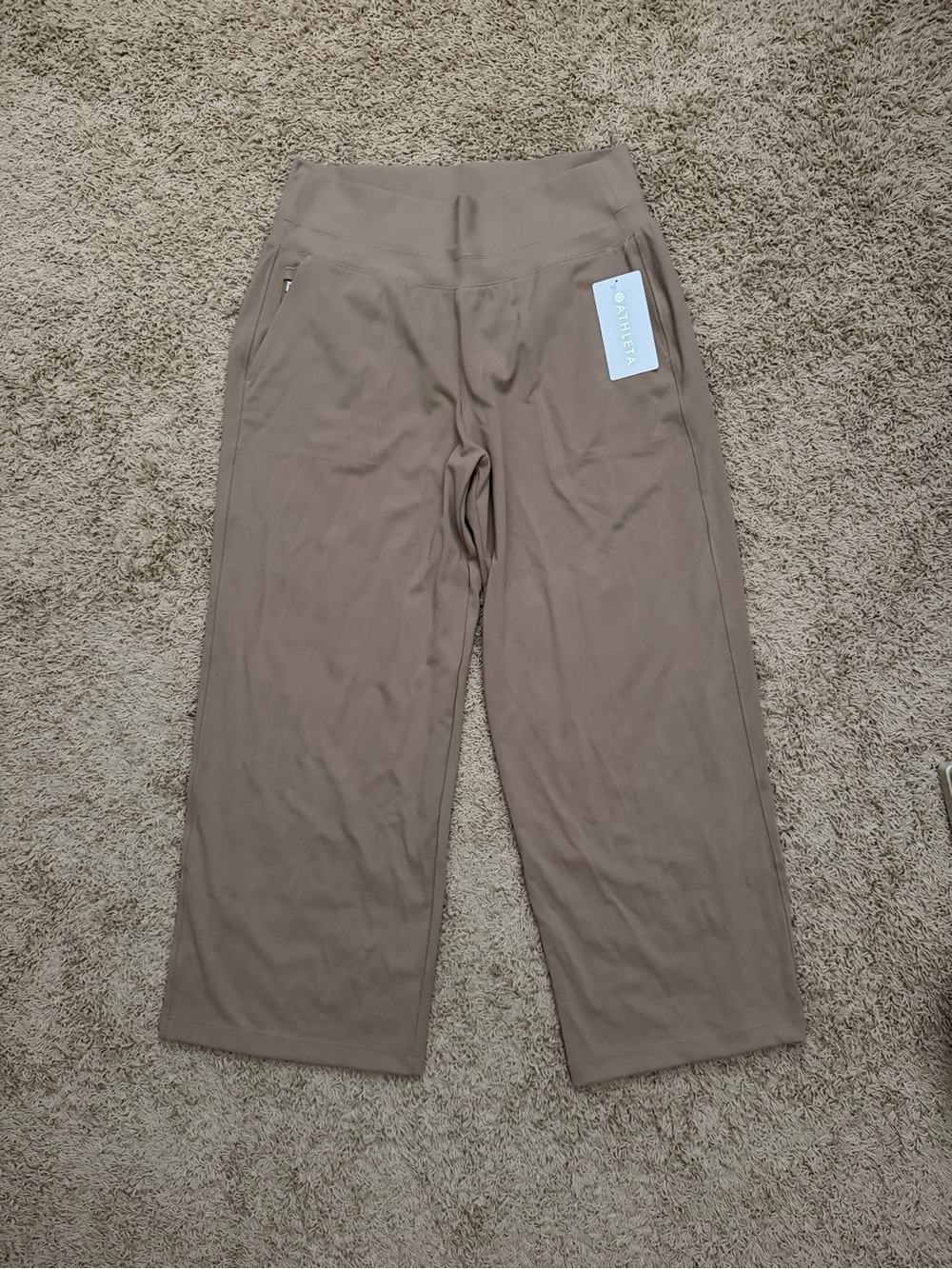 NEW Athleta Venice Wide Leg High Rise Pants Sz XL Brown Pull-On Comfort Stretch